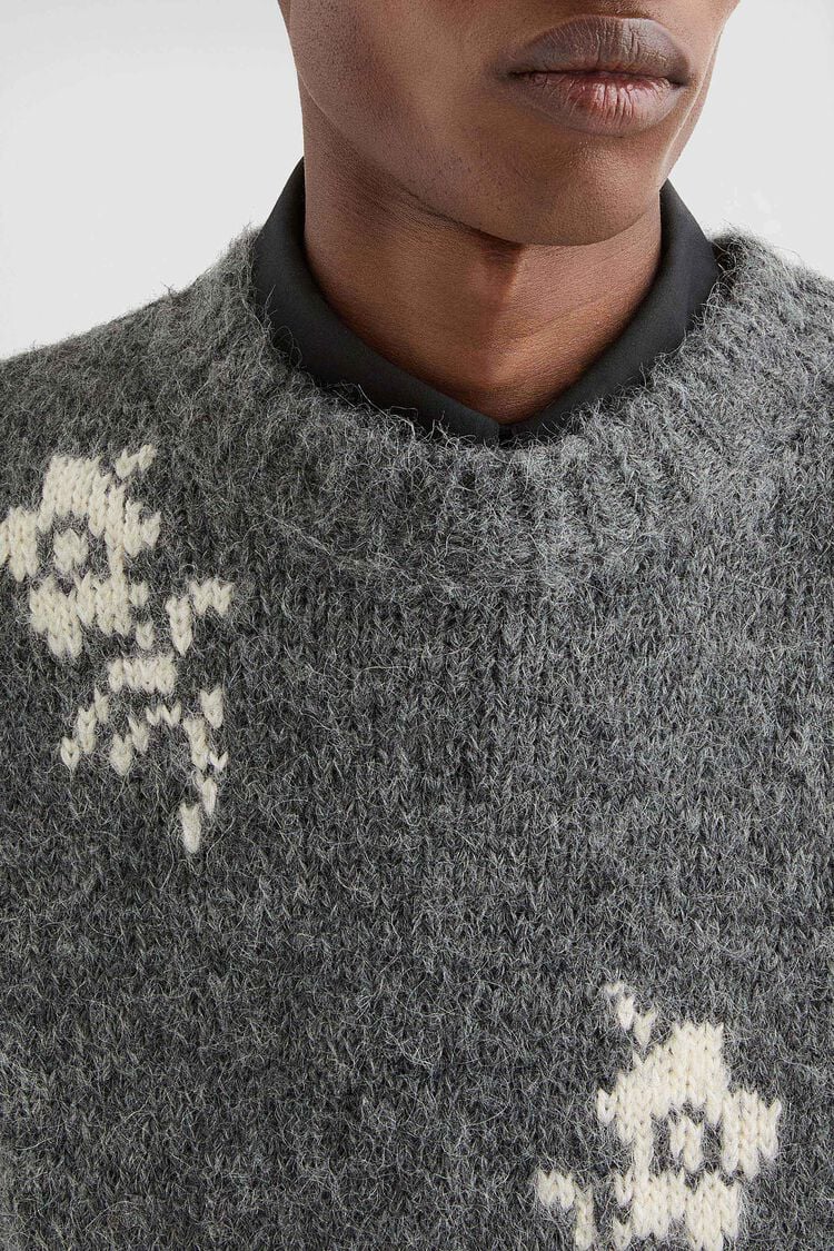 Pullover mit Rundhalsausschnitt aus Wollmischung - Strick Pullover mit Rundhalsausschnitt aus Wollmischung - Strick - Image 3