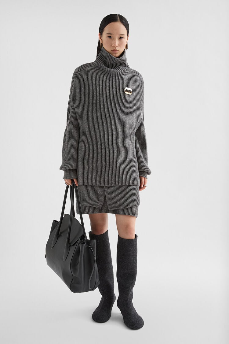 Midweight Wool High-Neck Cape - Sweaters Midweight Wool High-Neck Cape - Sweaters - Image 1