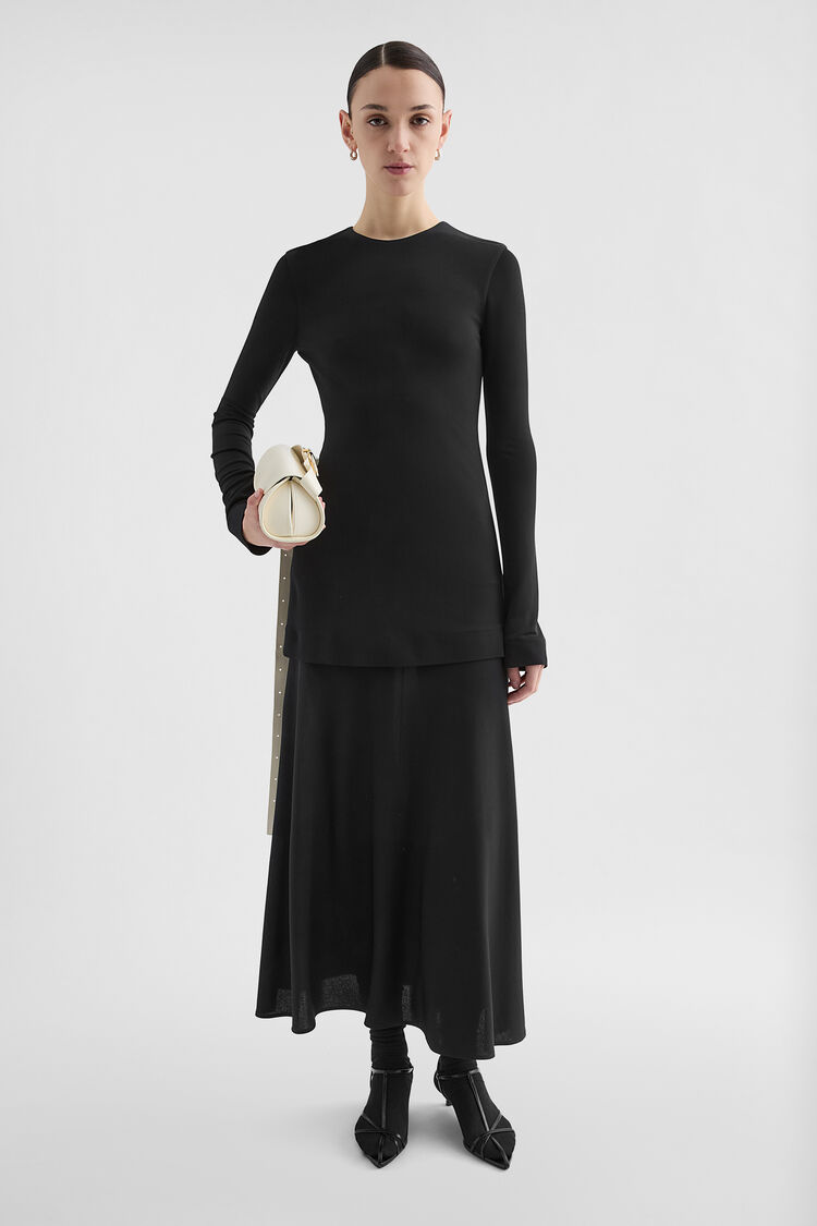Fluid Viscose Crew-Neck Dress - Dresses Fluid Viscose Crew-Neck Dress - Dresses - Image 1