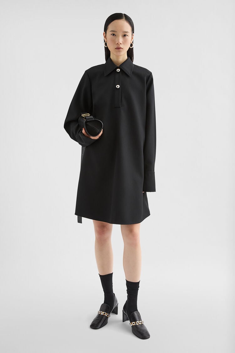 Wool Gabardine Polo Dress - Dresses Wool Gabardine Polo Dress - Dresses - Image 1
