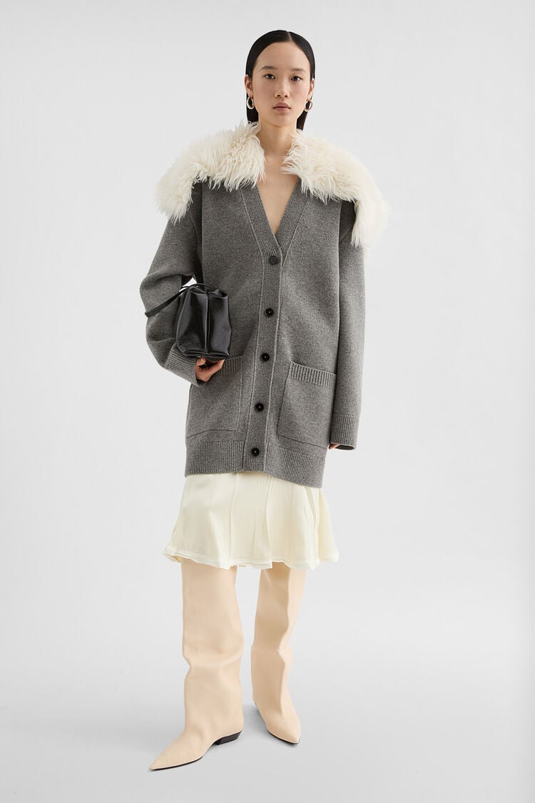 Midweight Wool Blend V-Neck Cardigan - Cardigans Midweight Wool Blend V-Neck Cardigan - Cardigans - Image 1