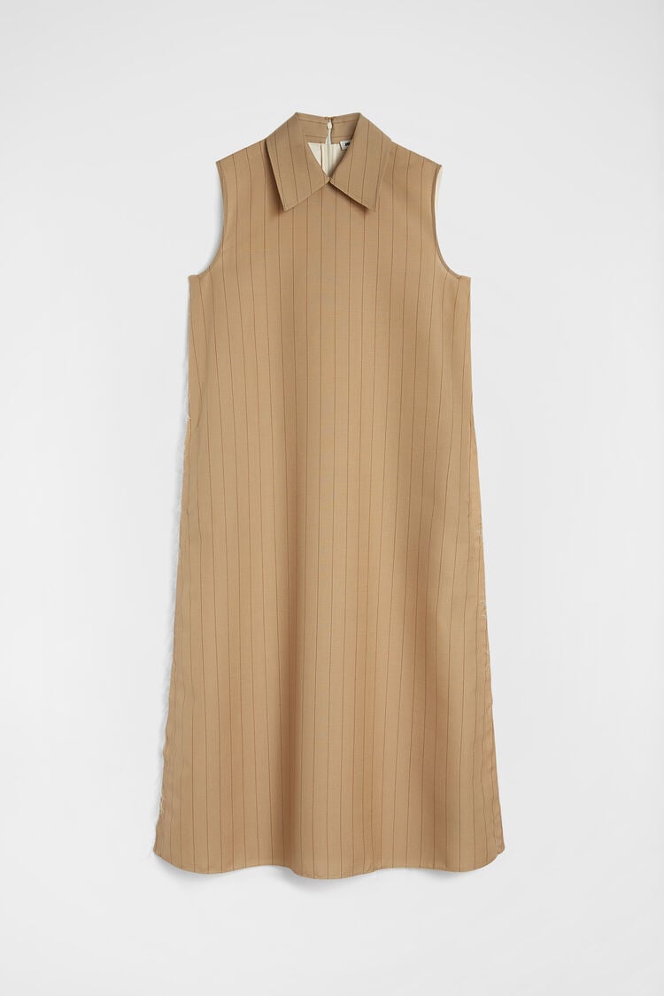 Wool Blend Pinstripe Shirt Dress - Dresses Wool Blend Pinstripe Shirt Dress - Dresses - Image 5