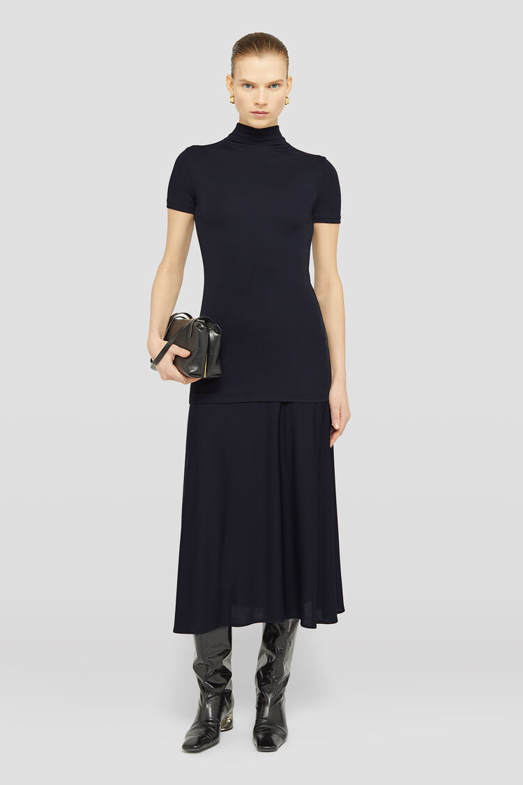 Fluid Viscose High-Neck Dress - Dresses Fluid Viscose High-Neck Dress - Dresses - Image 1