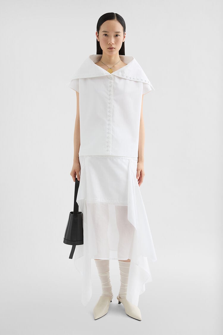 Cotton Poplin Caped Top - Tops Cotton Poplin Caped Top - Tops - Image 1