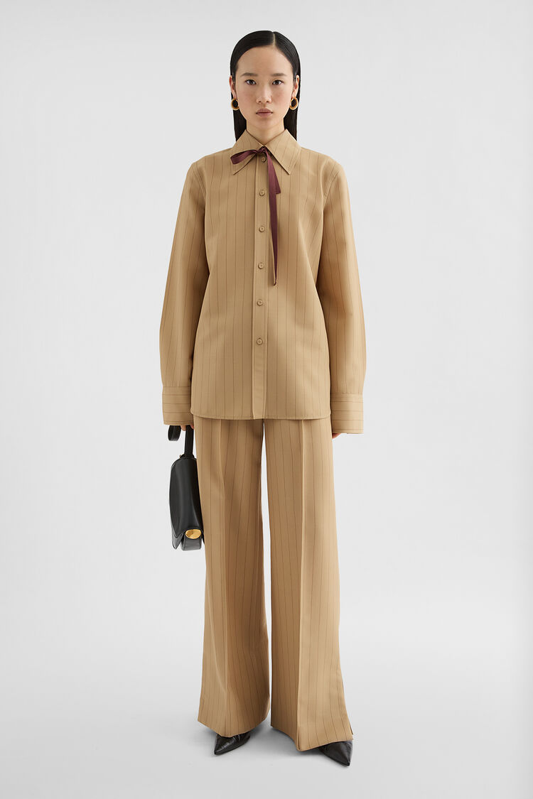Wool Blend Pinstripe Trousers - Trousers Wool Blend Pinstripe Trousers - Trousers - Image 1