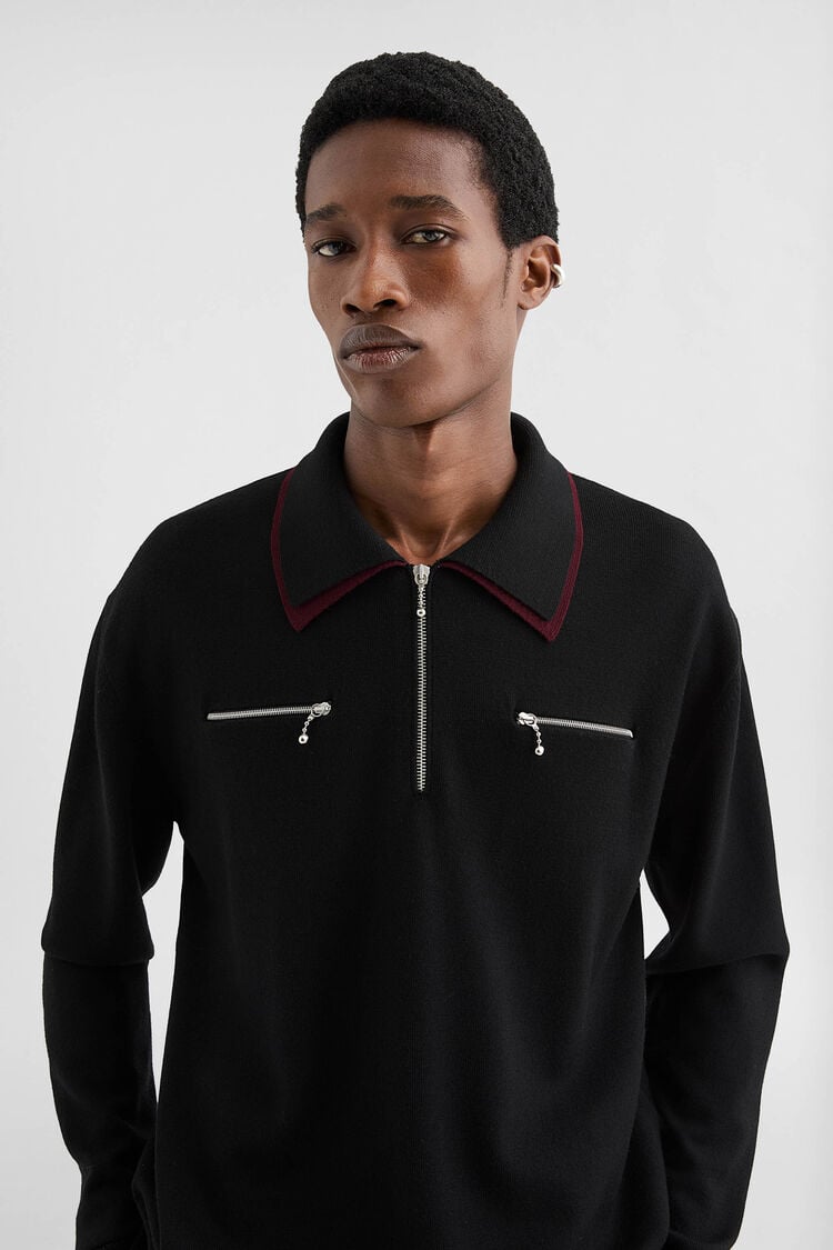 Lightweight Wool Polo Sweater - Sweaters Lightweight Wool Polo Sweater - Sweaters - Image 3