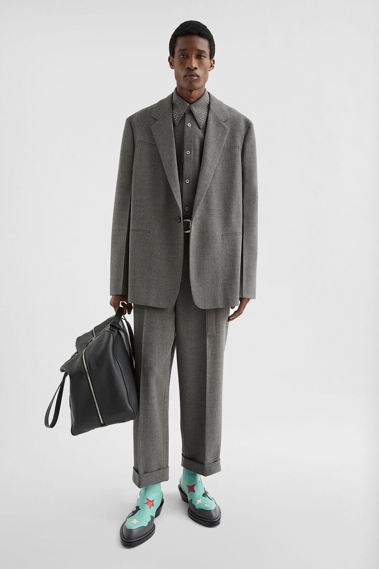 Wool Canvas Belted Trousers - Trousers Wool Canvas Belted Trousers - Trousers - Image 1