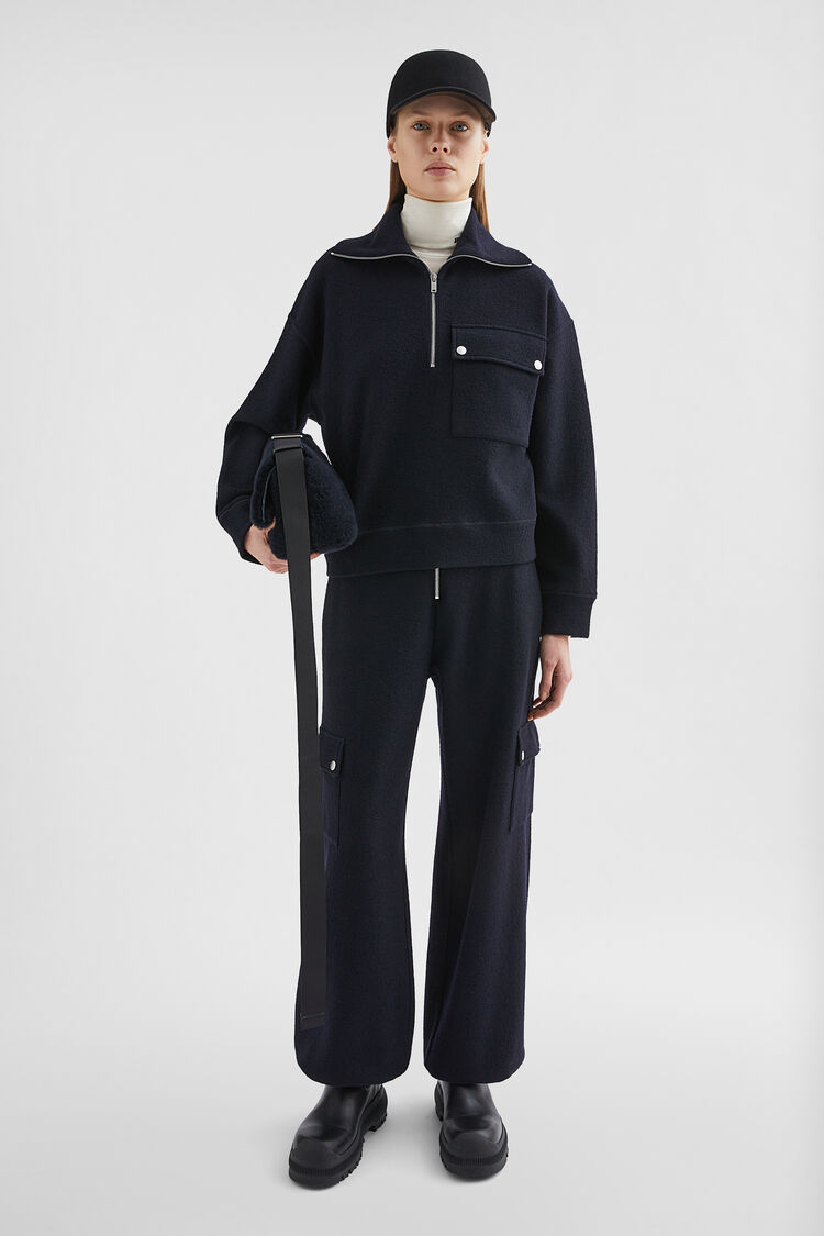 Felt Wool Zip-Up Sweater - Sweatshirts Felt Wool Zip-Up Sweater - Sweatshirts - Image 1