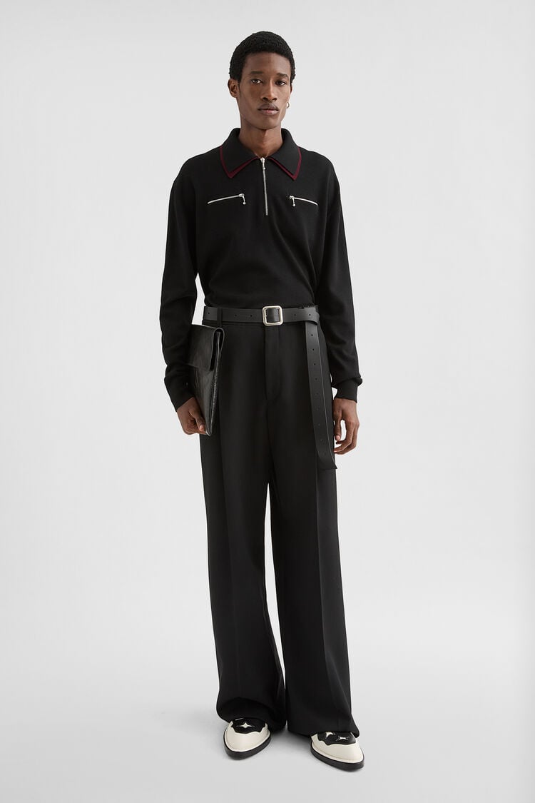Wool Gabardine Belted Trousers - Trousers Wool Gabardine Belted Trousers - Trousers - Image 1