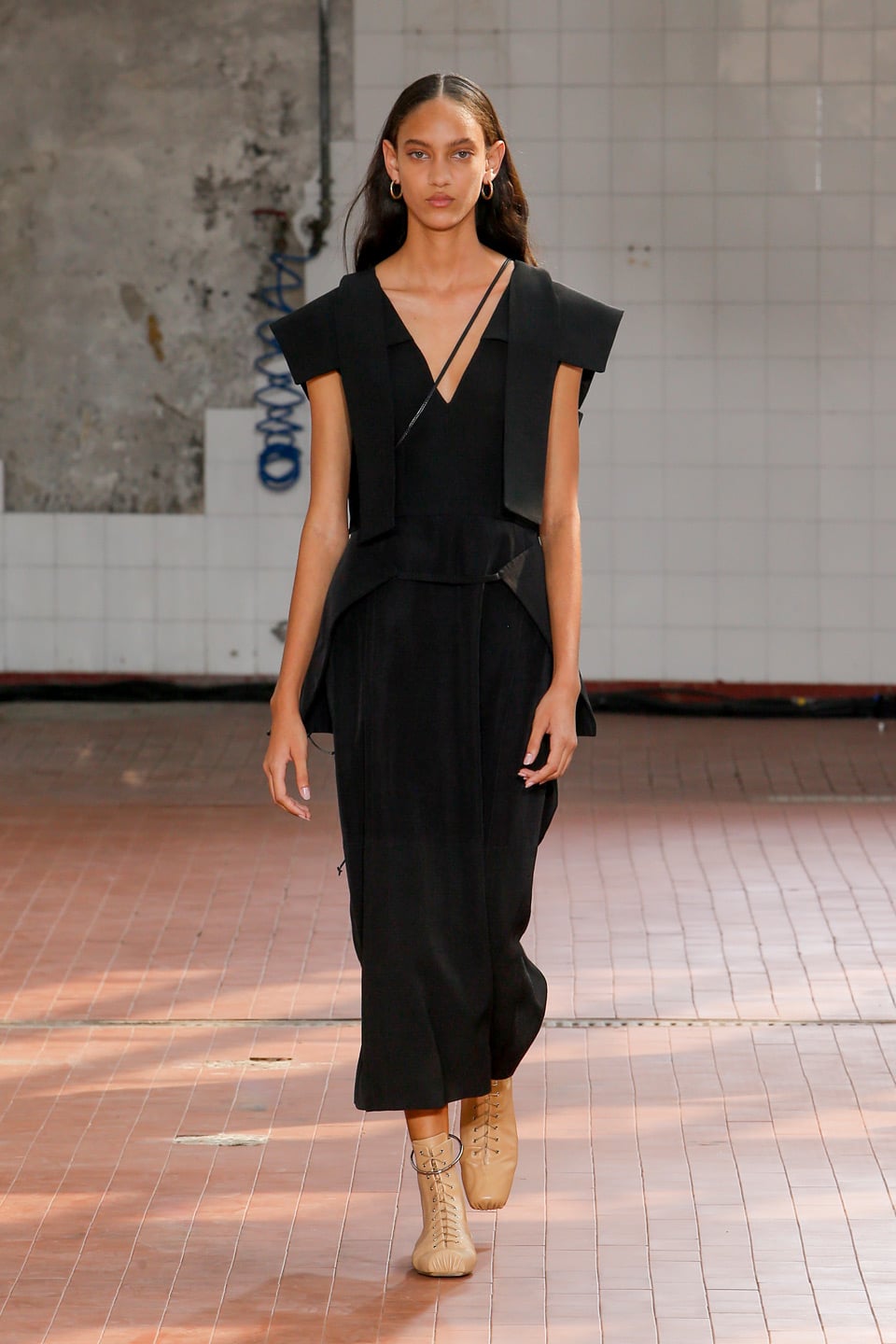 JIL SANDER 20SS size44フリンジ付きリブ編みベスト JIL SANDER Feather-embellished layered knitted-silk midi dress