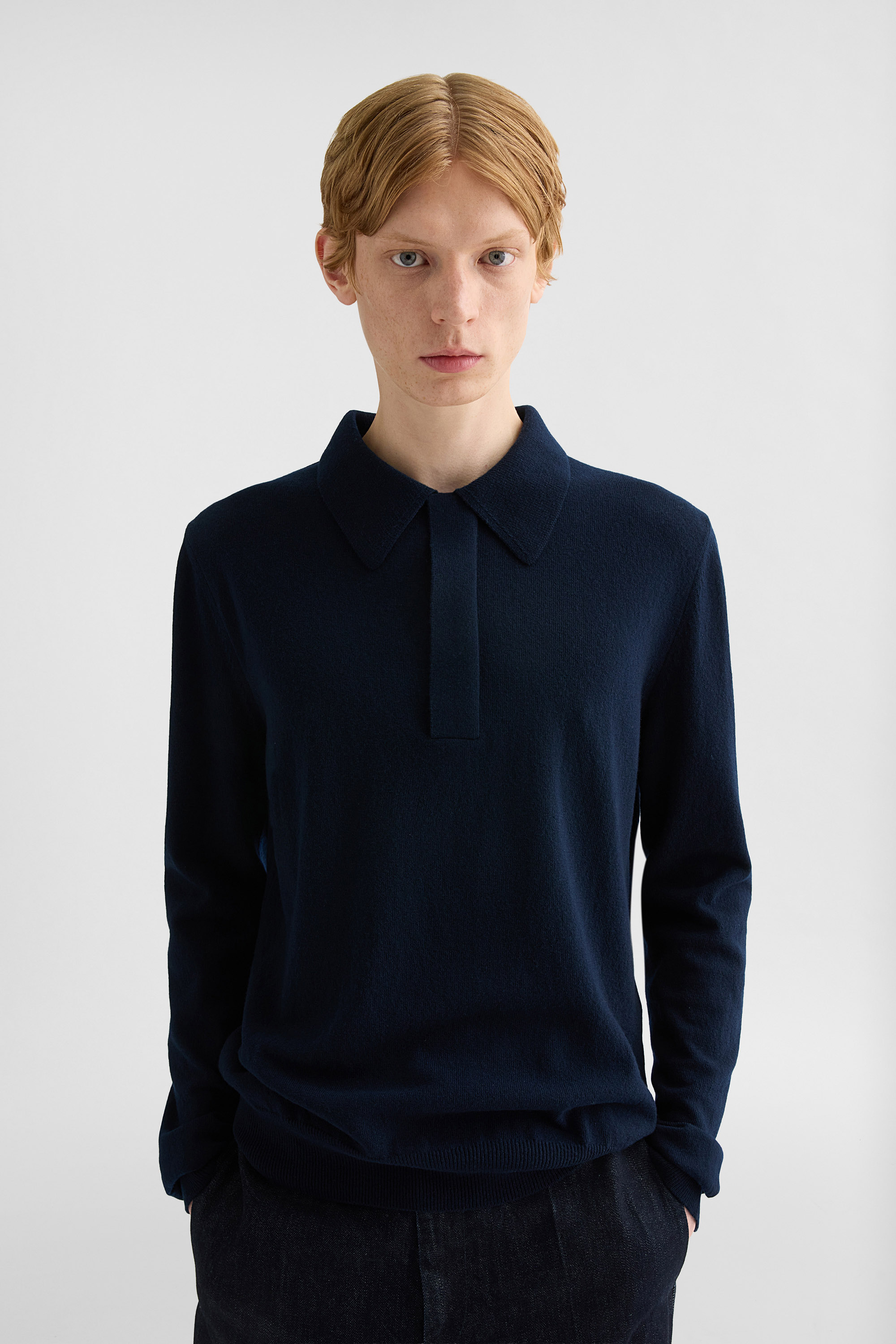 Lightweight Wool Polo Sweater