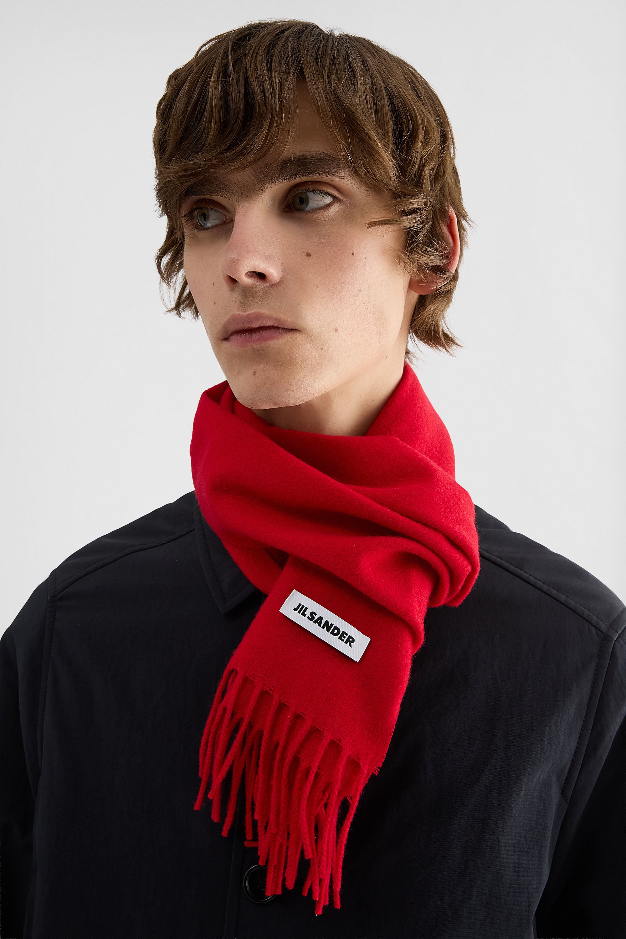 jilsander ワイド　ウールブランド　スカーフ ナローウールスカーフ メンズ | Jil Sander 公式オンラインストア