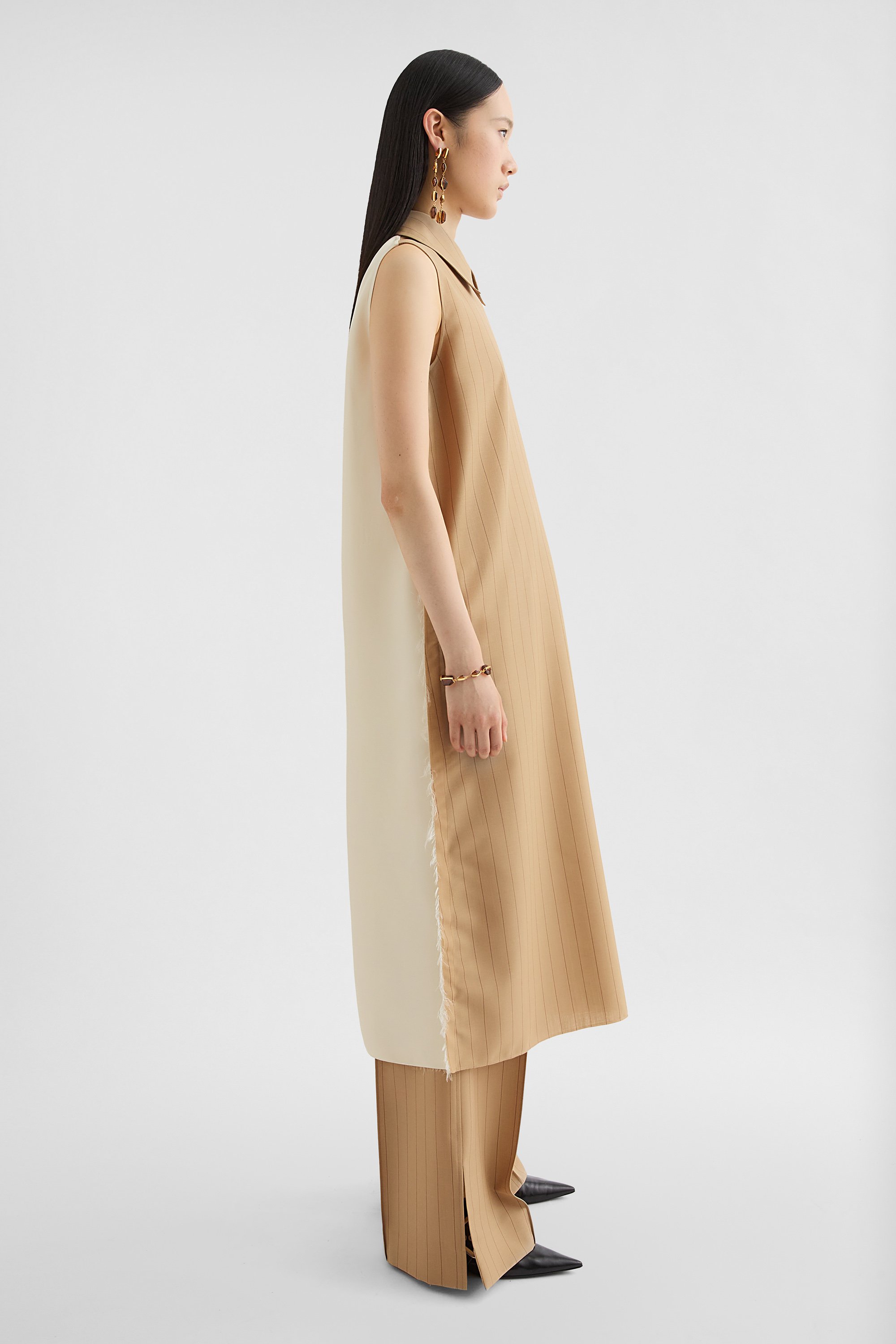 Wool Blend Pinstripe Shirt Dress - Dresses - Image 2