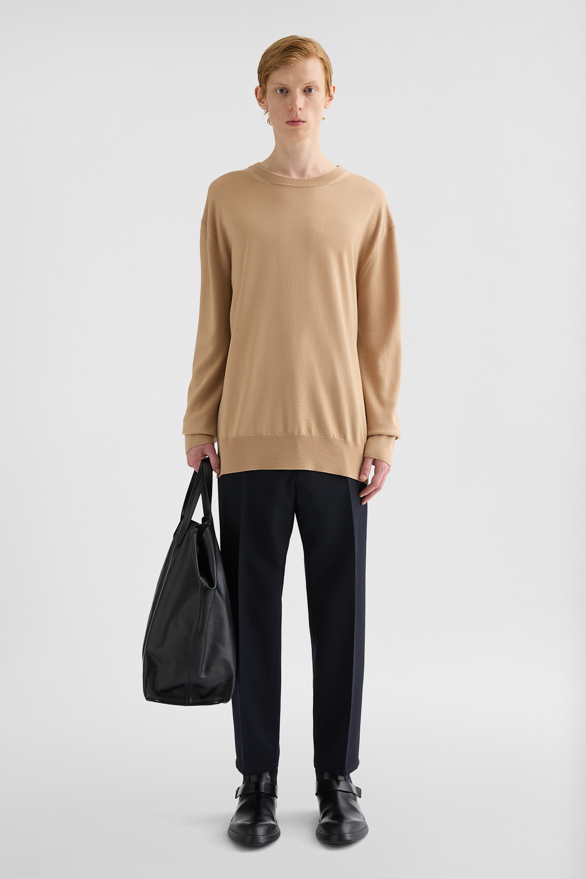 Wool Gabardine Tapered Trousers - Trousers - Image 1