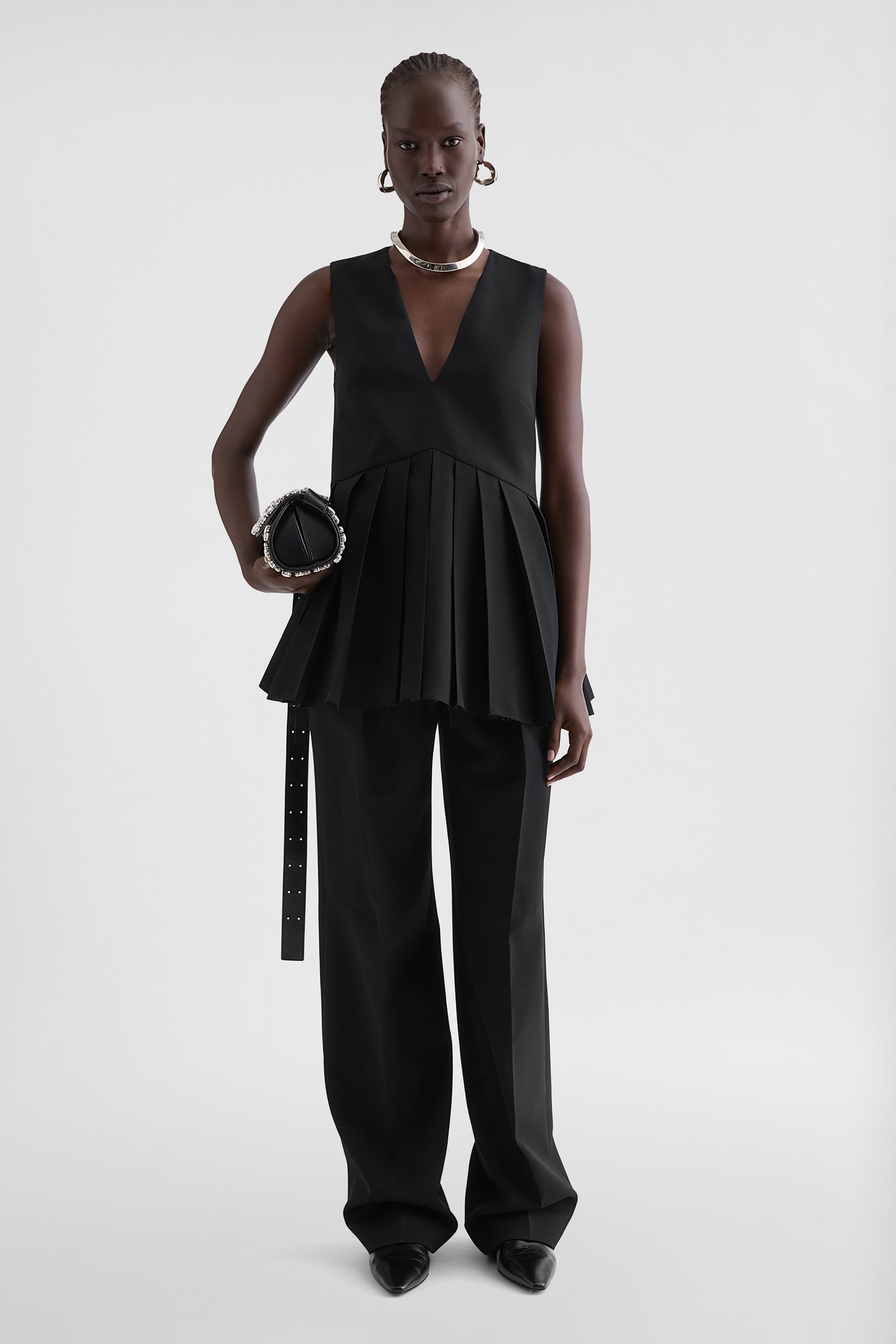 Wool Gabardine Pleated Top Woman | Jil Sander Official Online Store