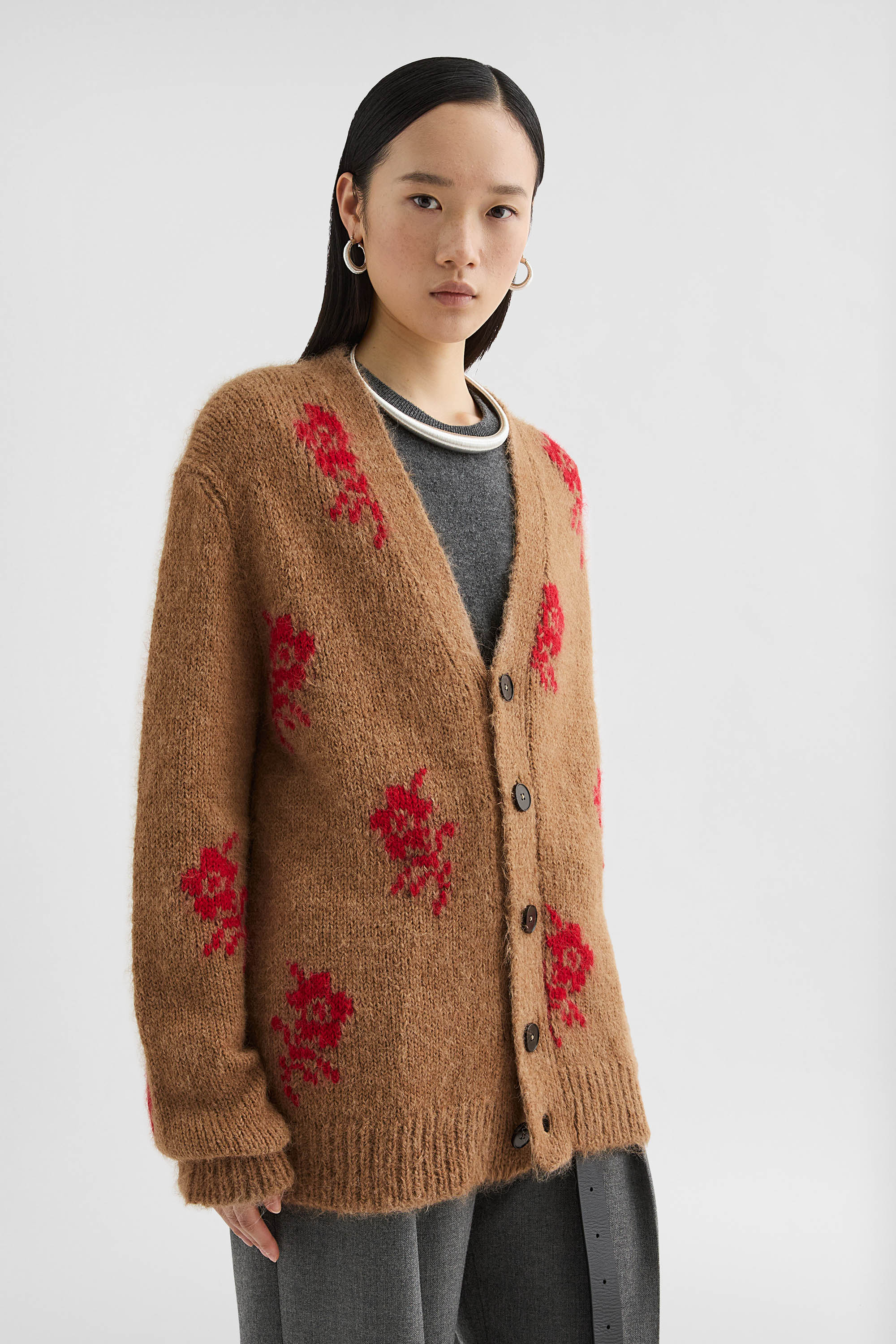 Wool Blend V-Neck Cardigan - Cardigans - Image 2