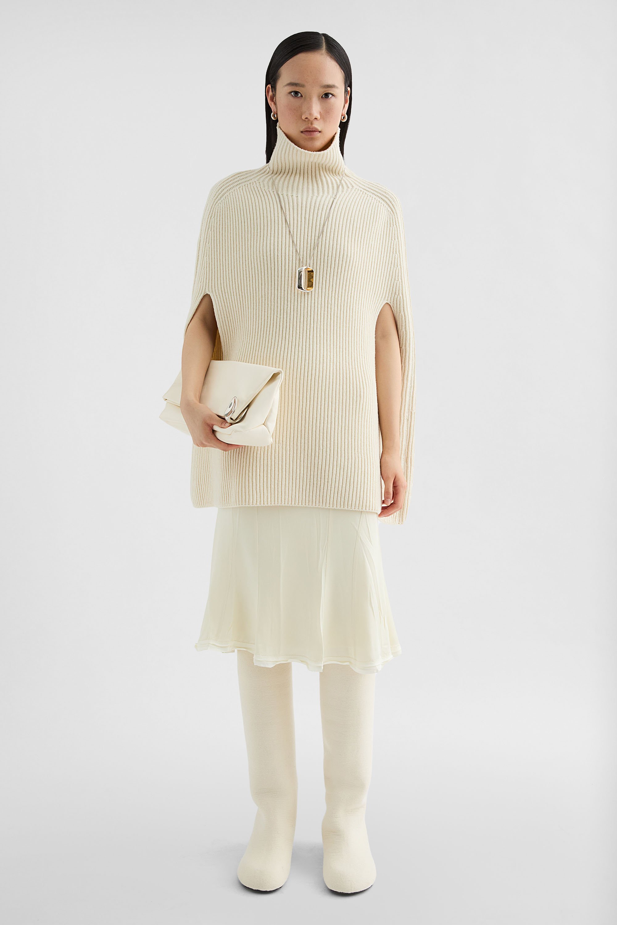 Midweight Wool High-Neck Cape - Sweaters - Image 1