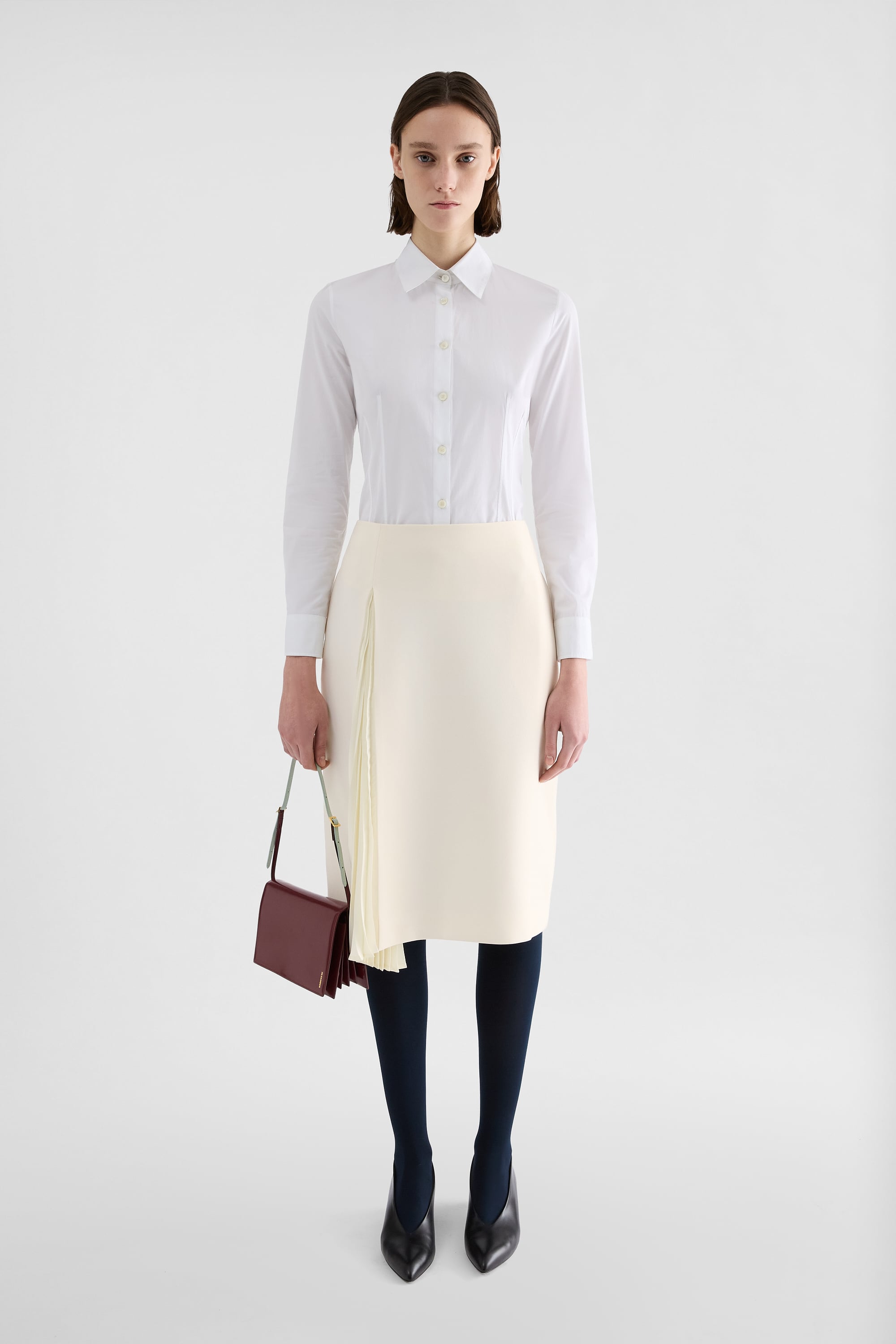 Jil Sander Wool Sablé Pleated Skirt