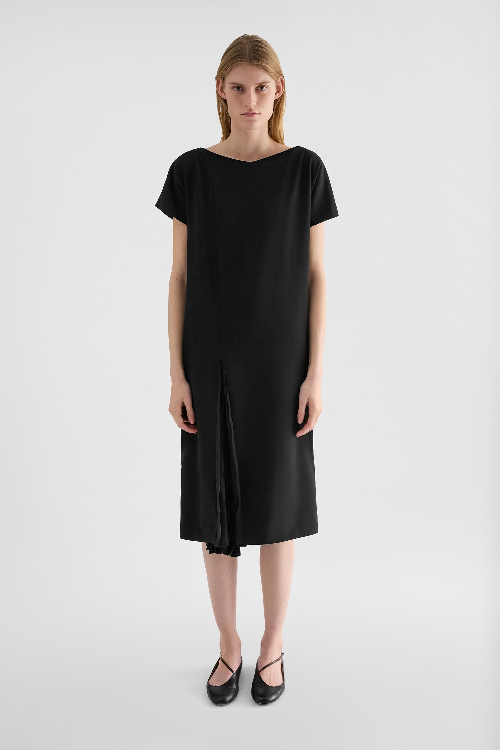Jil Sander Wool Sablé Pleated Dress