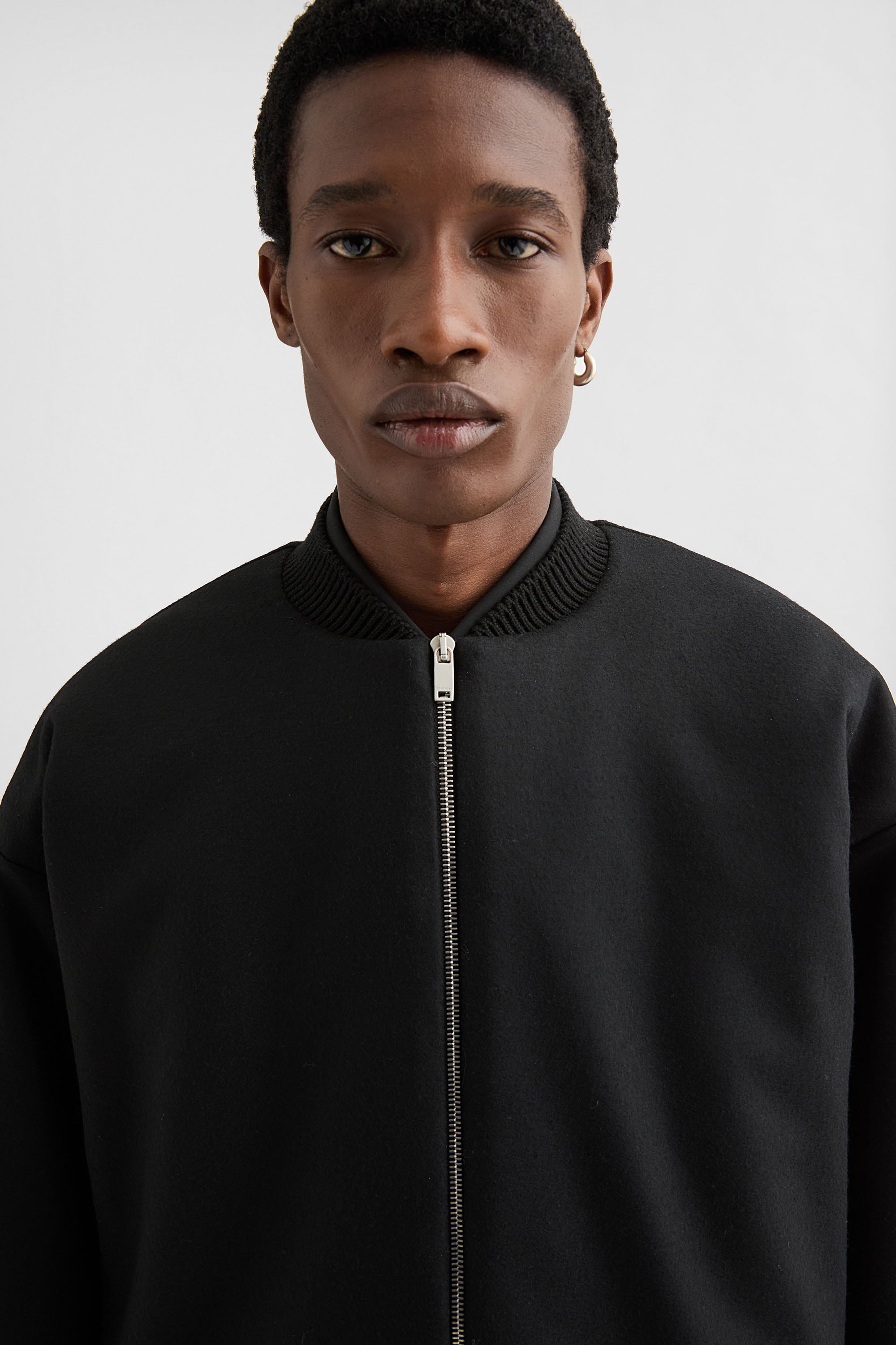Wool Melton Padded Bomber Jacket