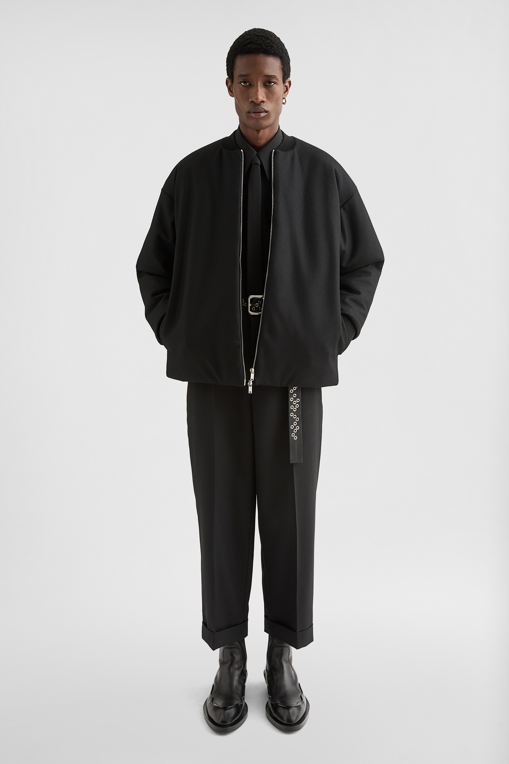 Wool Melton Padded Bomber Jacket