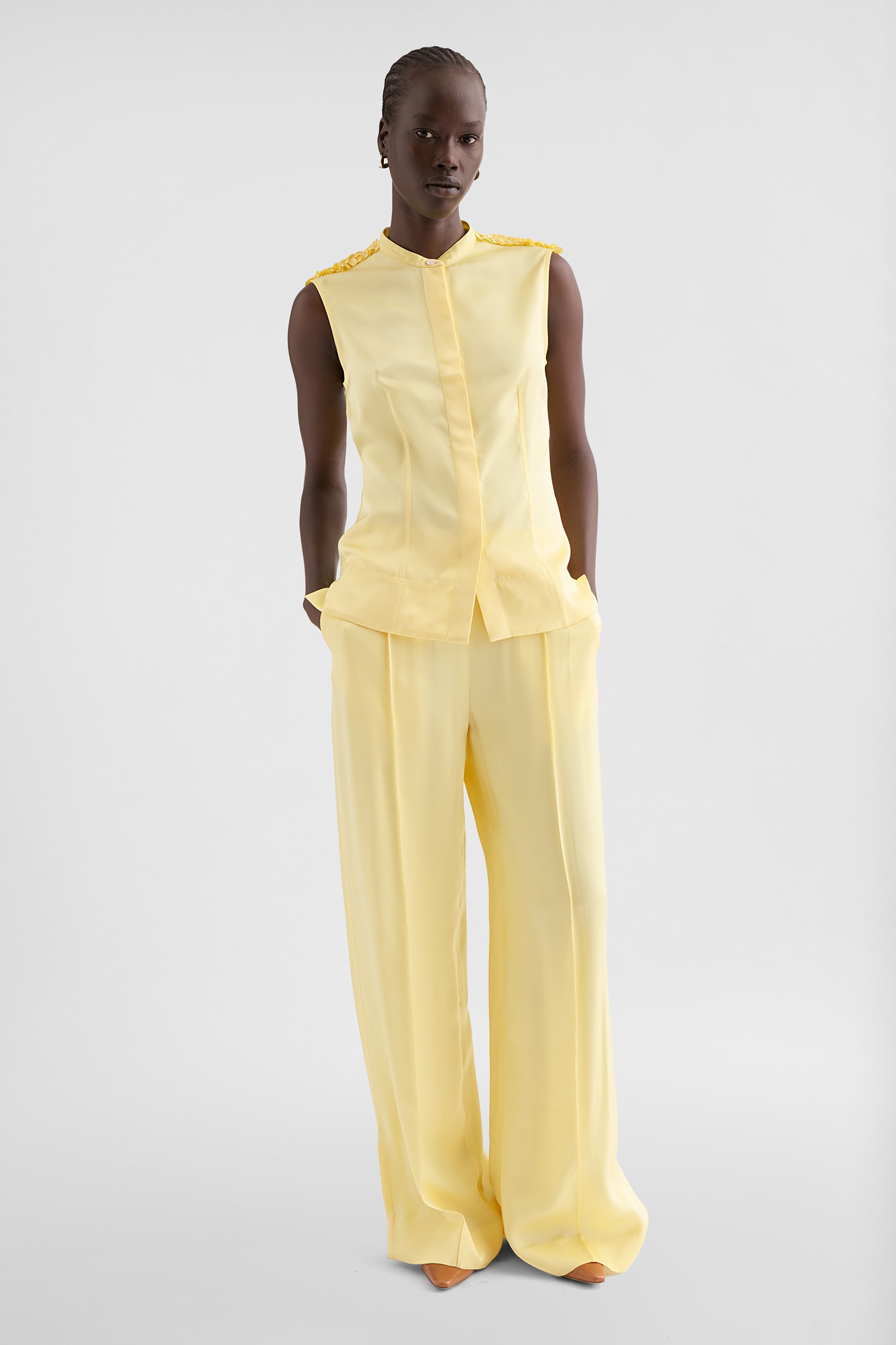 Fluid Viscose Ruffle Top Woman | Jil Sander Official Online Store
