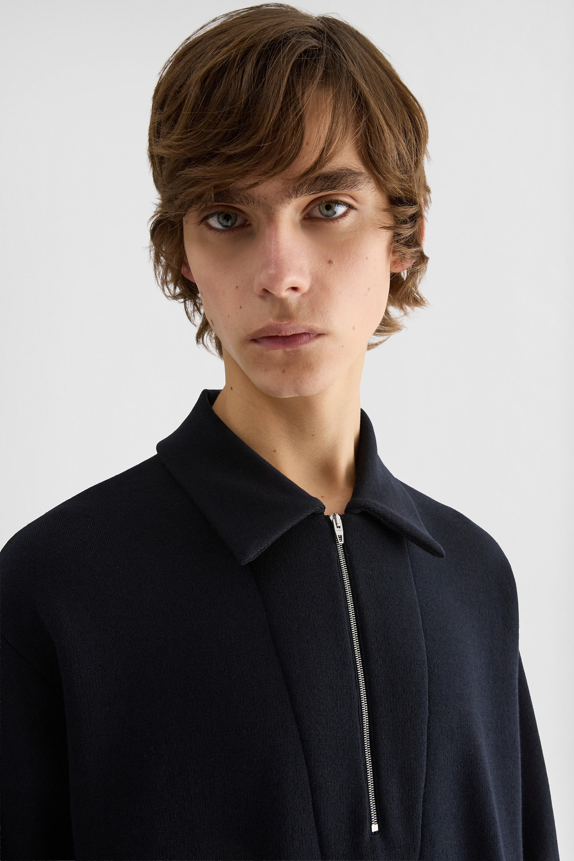 Cotton Blend Polo Sweatshirt 3