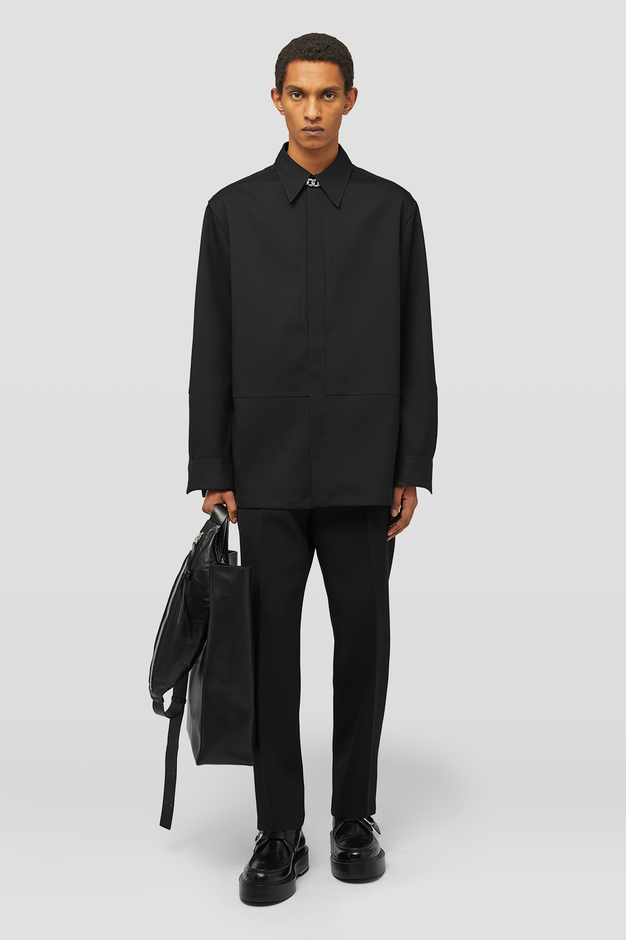 JIL SANDERバンドカラーシャツ ネイビー サイズ38 J21DL0008 JIL SANDERバンドカラーシャツ ネイビー サイズ38 J21DL0008