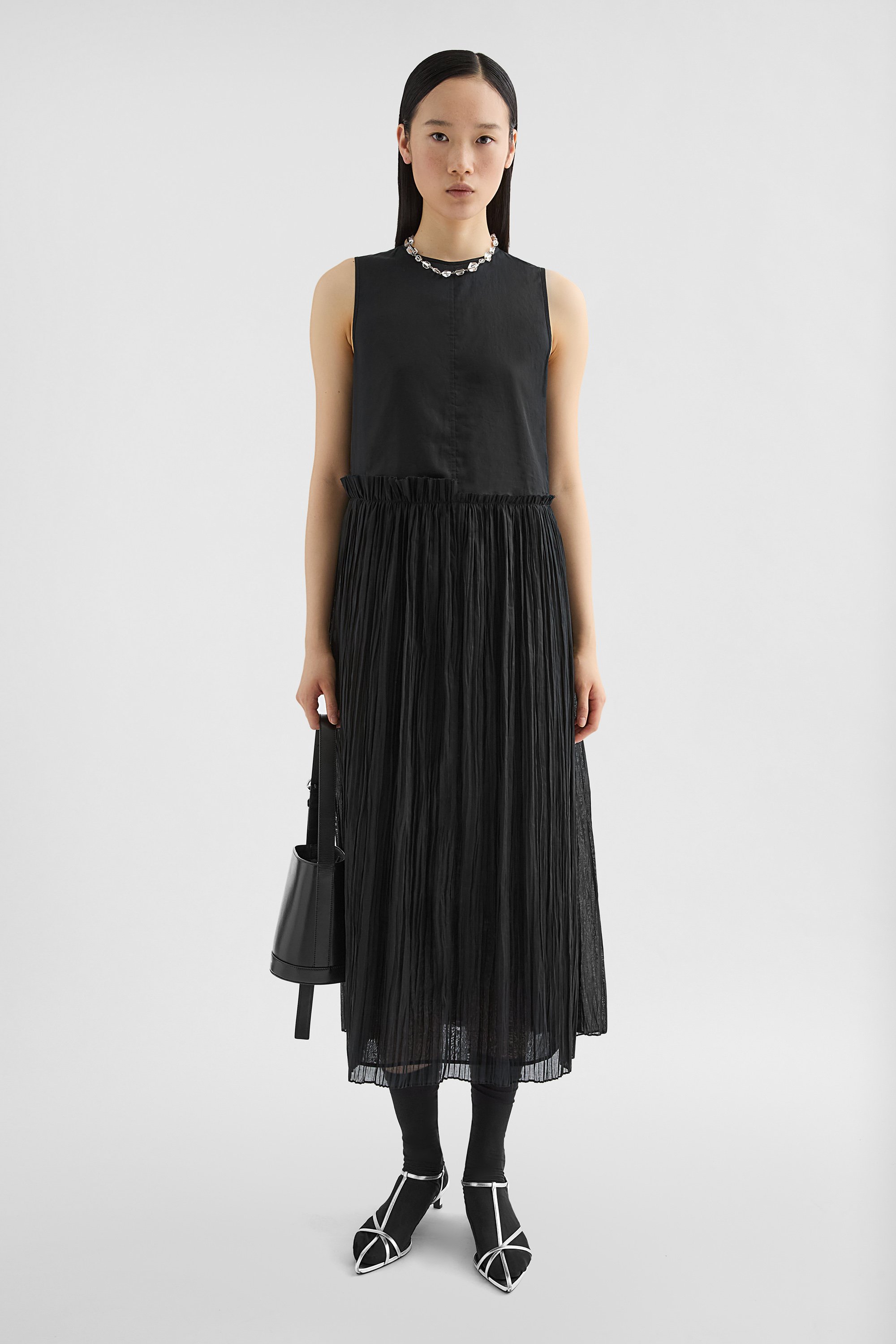 ★JIL SANDER★ジルサンダーコットンモスリン製プリーツドレス J01CT0259_J45014_001_F.jpg