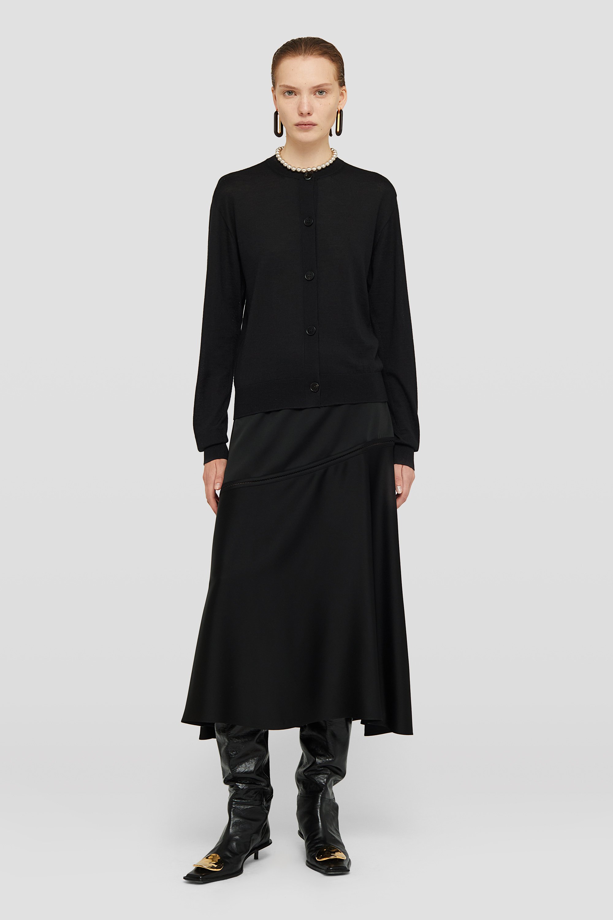 Cashmere Blend Crew-Neck Cardigan - Cardigans - Image 1