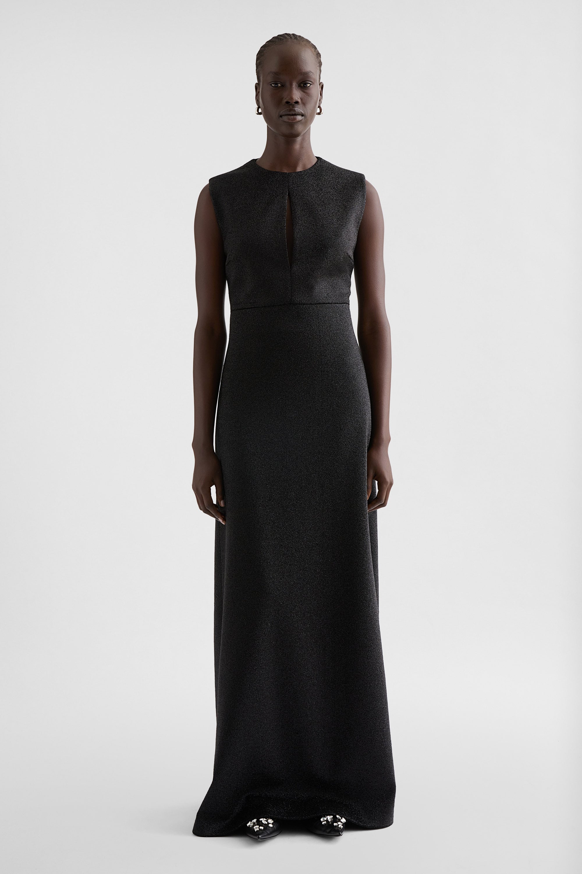 Jil Sander - Lurex Jersey Evening Dress, Woman, Black, Size: 6