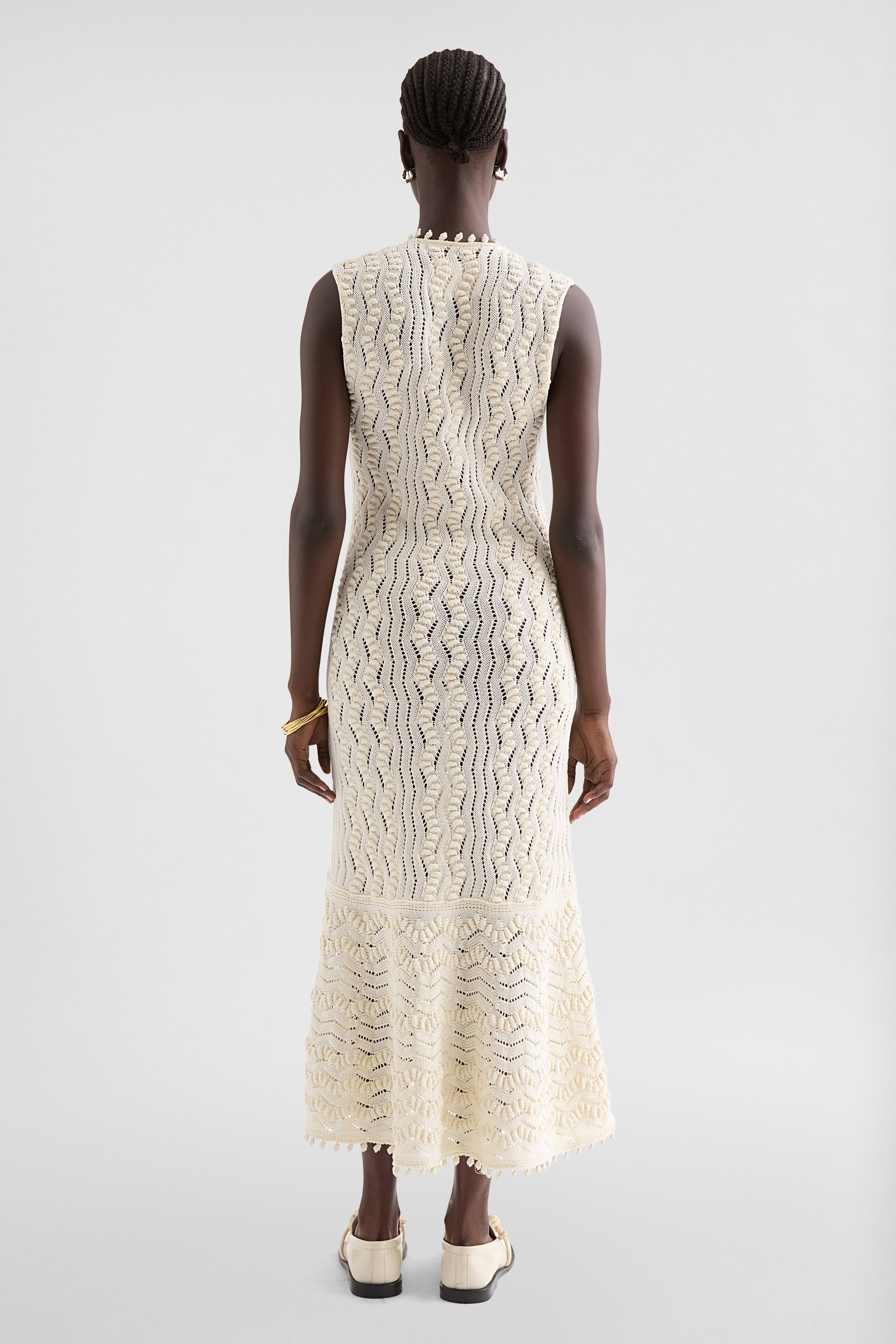 Jil Sander - Cotton Knit Dress, Woman, White, Size: 6 Jil Sander - Cotton Knit Dress, Woman, White, Size: 6
