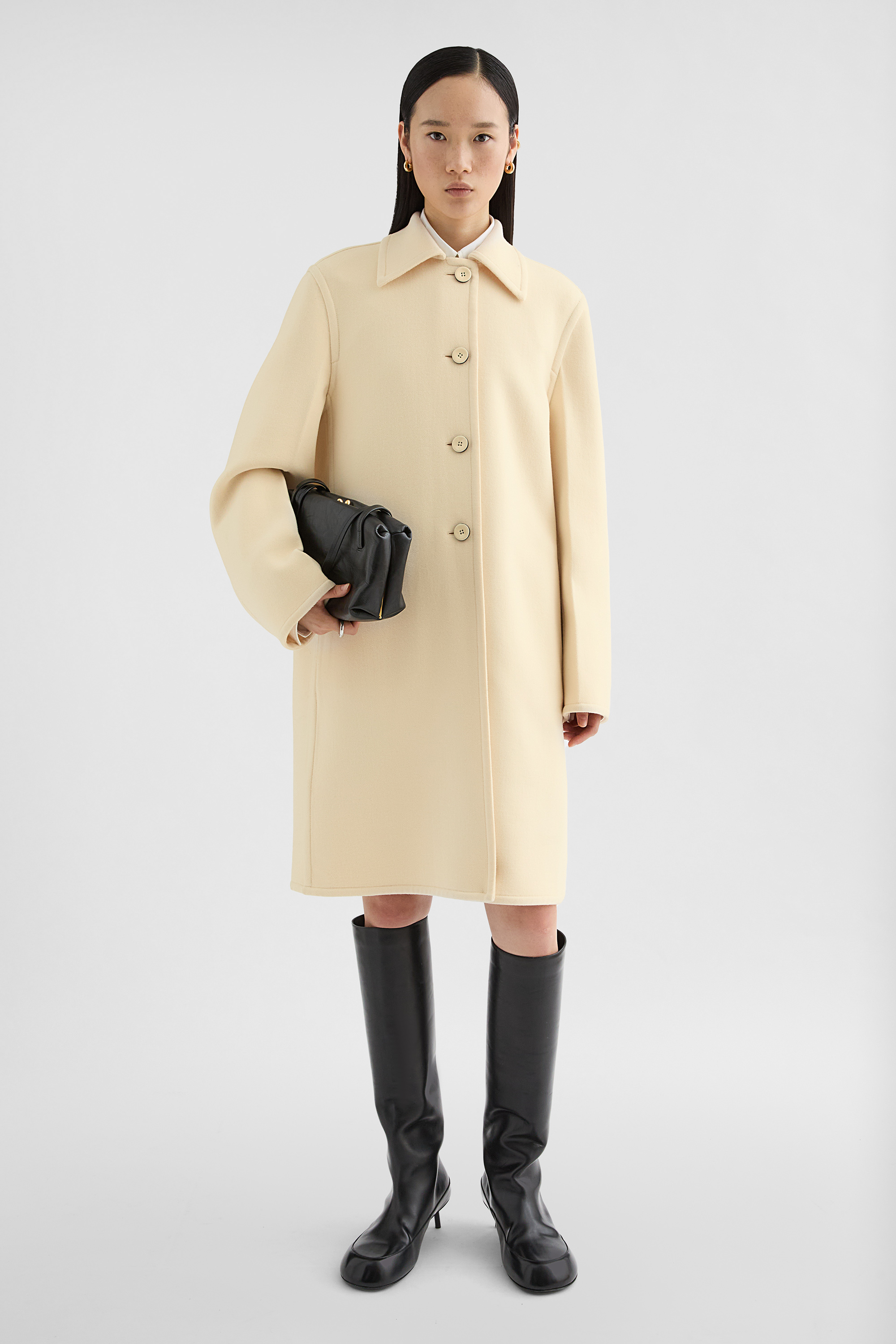 コート JIL SANDER Cream Wool Coat Double Wool Coat Woman | Jil Sander Official Online Store
