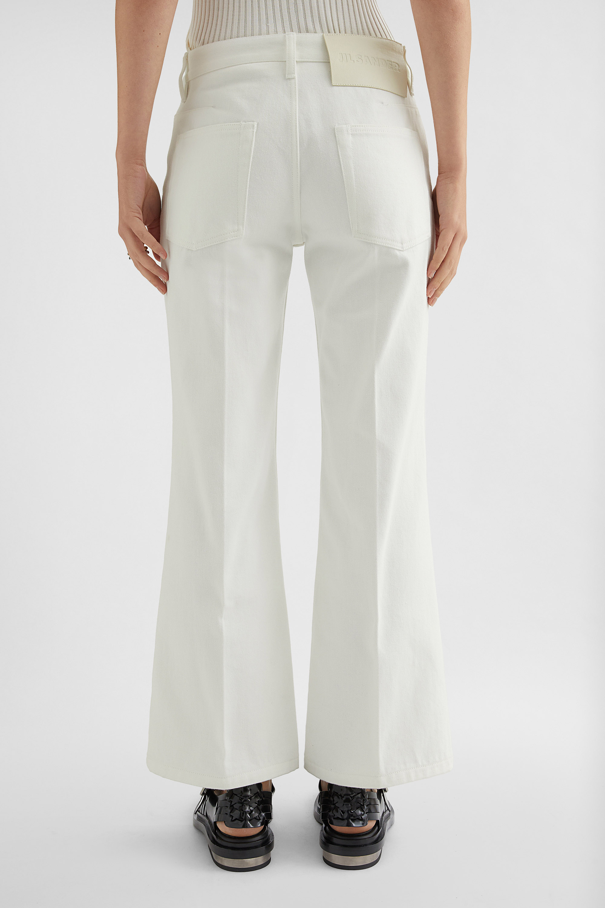 デニム・ジーパン Jil Sander Flare Pants In Cream Denim Flared Denim Trousers Woman | Jil Sander Official Online Store