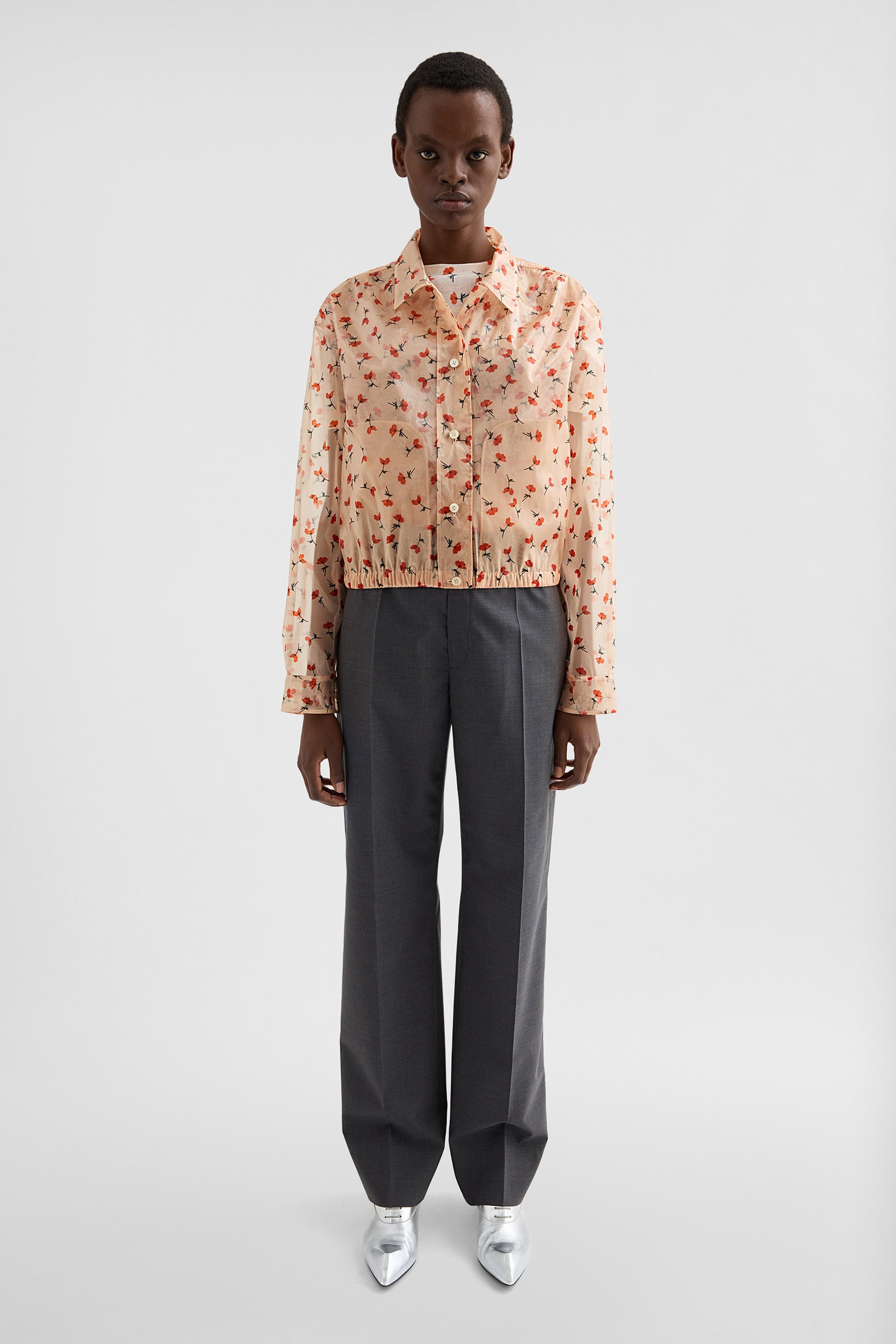 Technical Organdy Printed Blouson Woman | Jil Sander Official