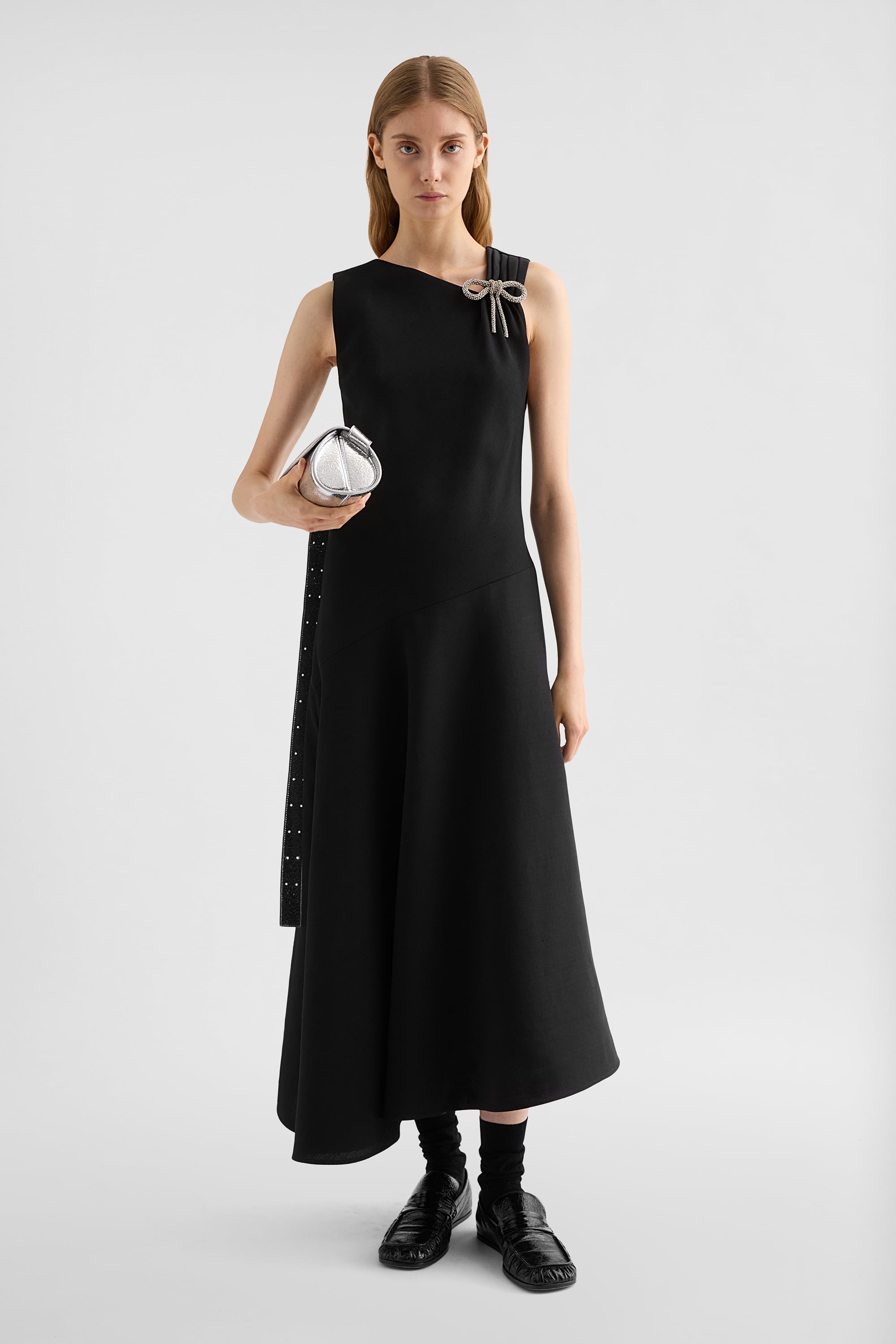 Jil Sander - Silk Blend Evening Dress, Woman, Black, Size: 4 Jil Sander - Silk Blend Evening Dress, Woman, Black, Size: 4