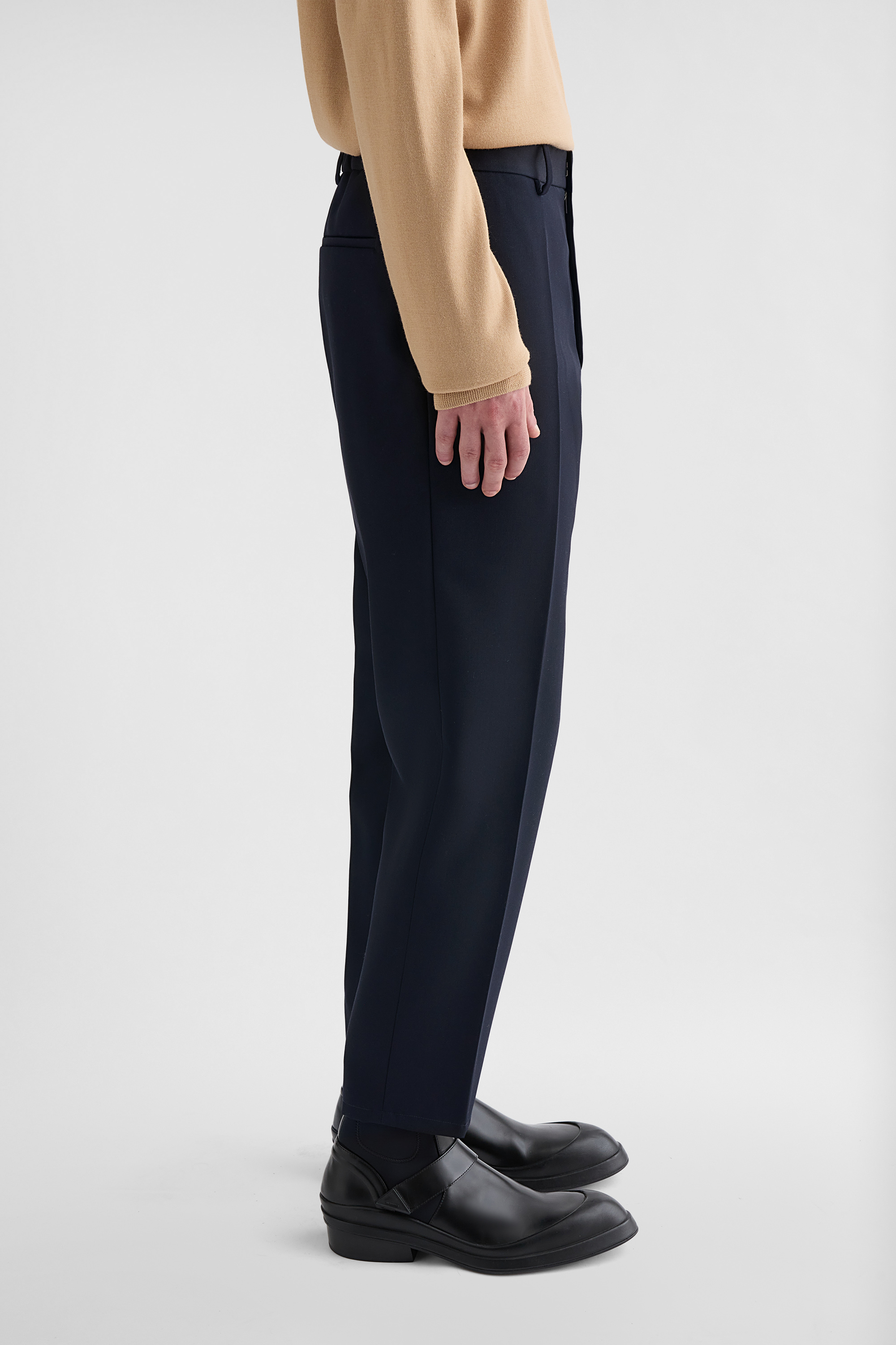 Wool Gabardine Tapered Trousers - Trousers - Image 3