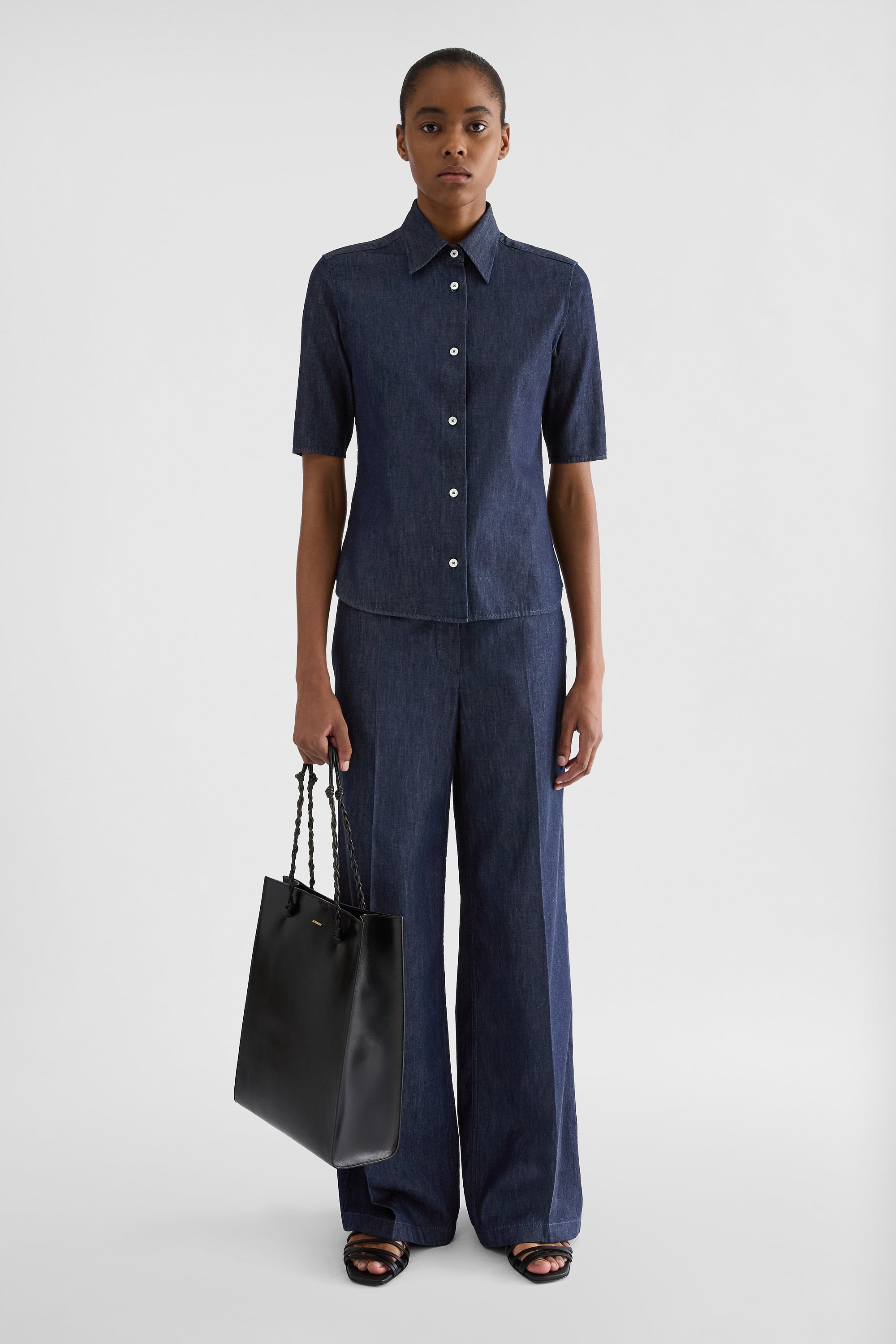 Cotton Chambray Trousers Woman | Jil Sander Official Online Store