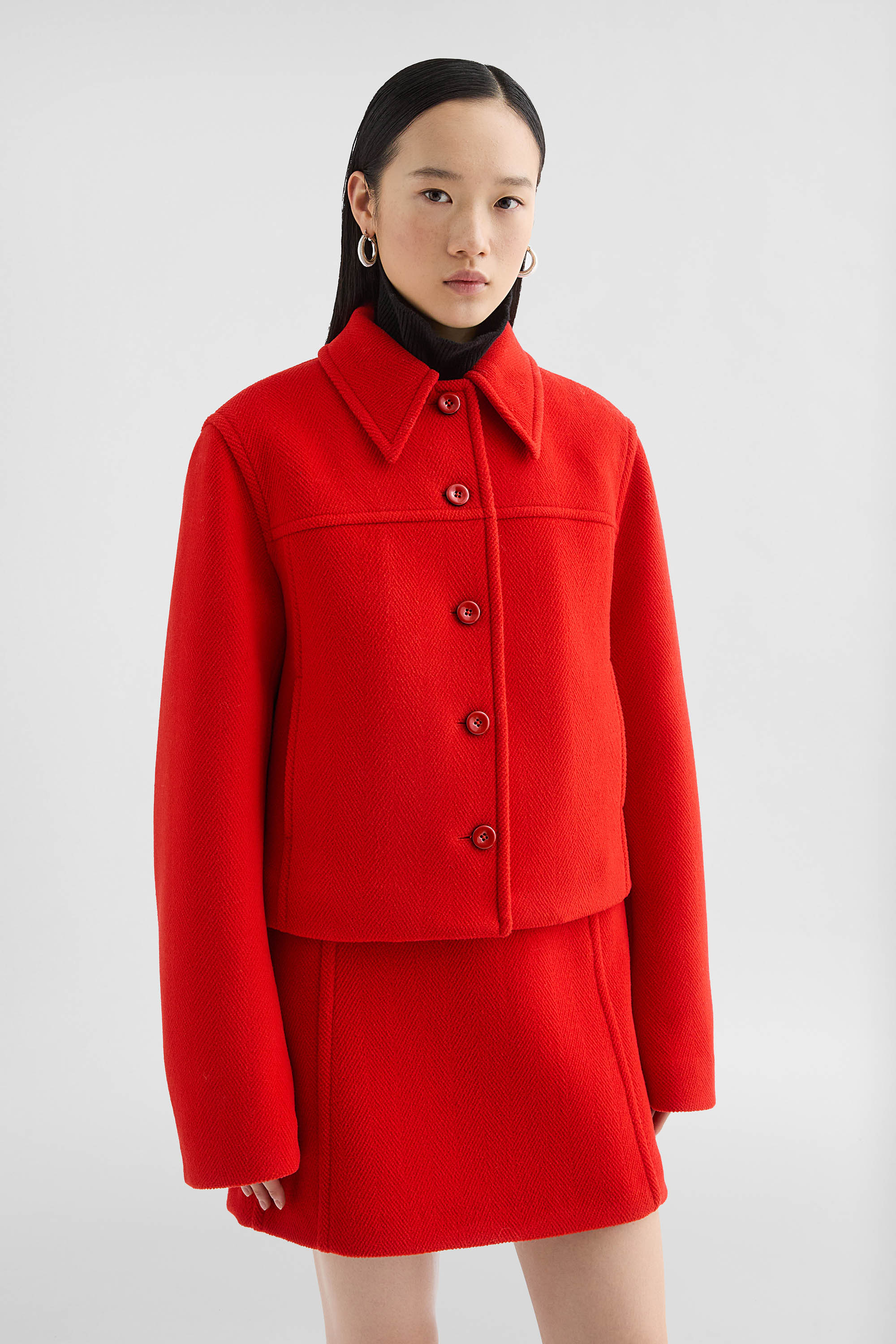 Wool Chevron Jacket - Jackets - Image 3